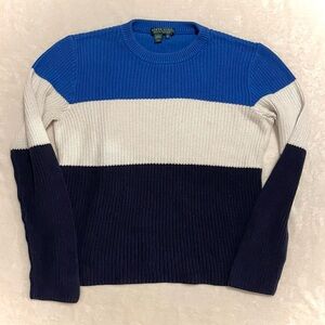 Ralph Lauren Blue and White Crewneck Sweater